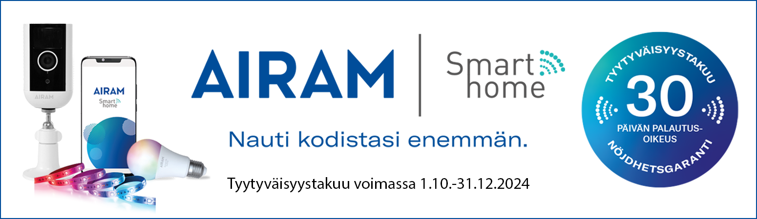 Airam SmartHome -tyytyväisyystakuu 2024 banneri